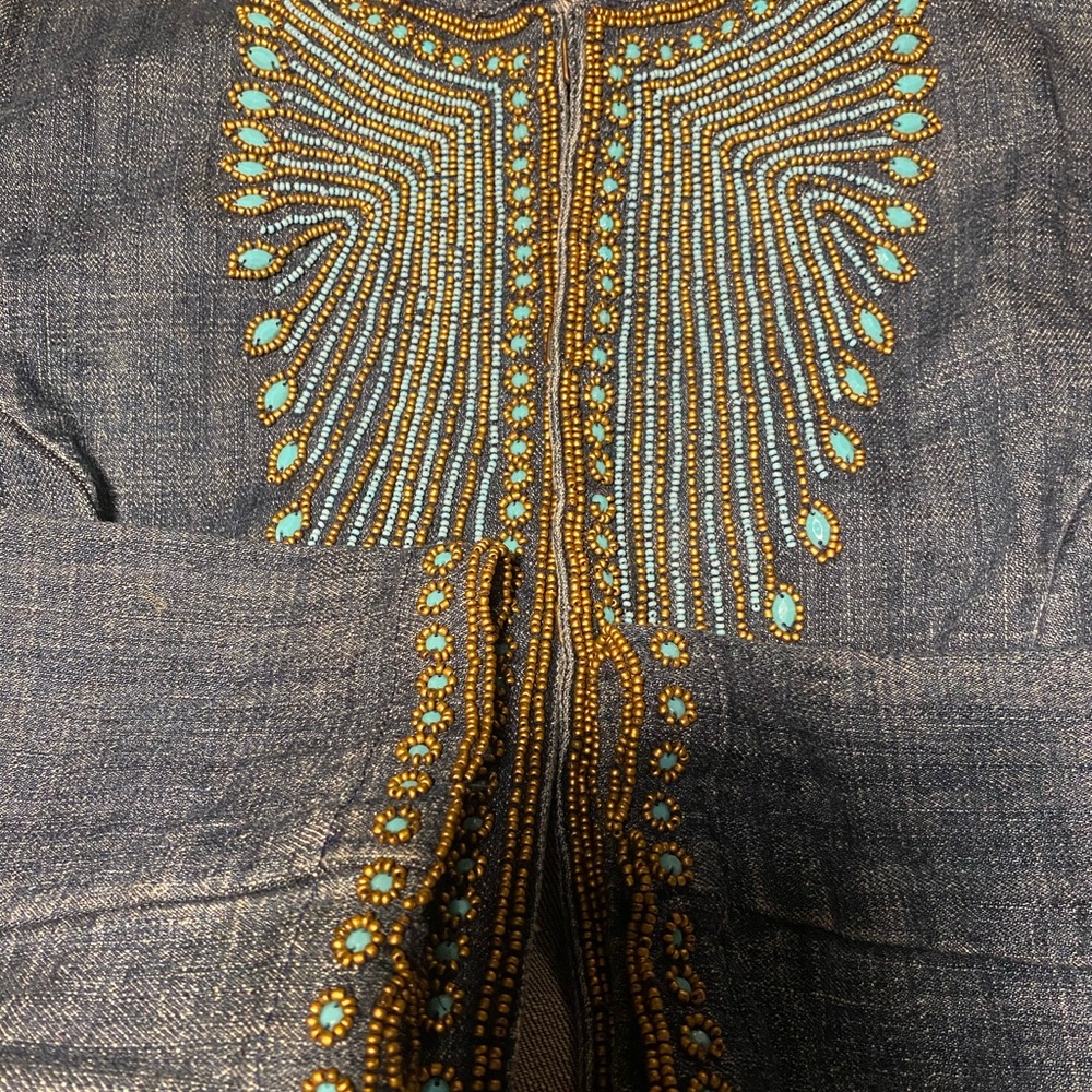 Vintage Beaded Denim Jean Jacket - Picture 2 of 5